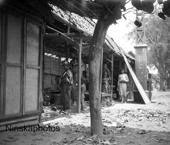 Yogyakarta Street Scene and Locals - Java, Indonesia - 1925 - Fine Art Antique Photo Print - BNW - Vintage Photo - 3137