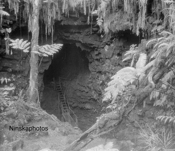 Kilauea Volcano - Entrance to Lava Tube - Hawaii - Volcanology - United States - 1926 - Fine Art Antique Photo Print - Vintage Photo - 5272