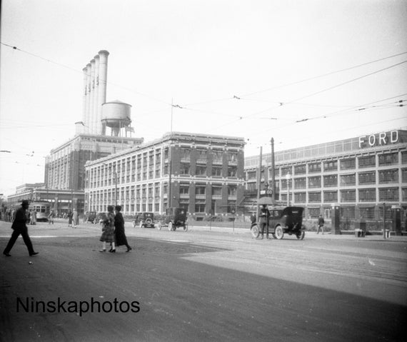 1926 Ford Factory, Highland Park, Detroit, Michigan by James Dearden Holmes Antique Photo Reprint, Automobile