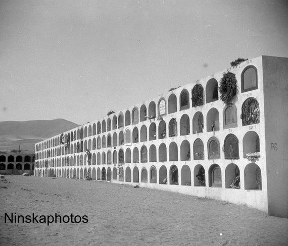 Cemetery with above the ground tombs in Mollendo, Peru 1927 - Fine Art Antique Photo Print - Vintage Photo - 8409