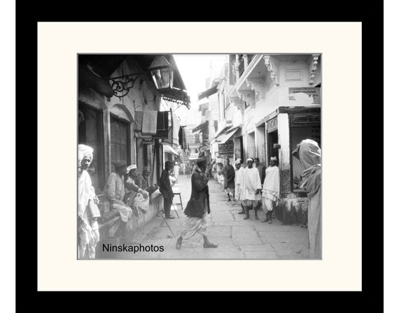 Bazaar, Street Scene in Benares, Varanasi, India Vintage Photo Reproduction by James Dearden Holmes - Historical Photo