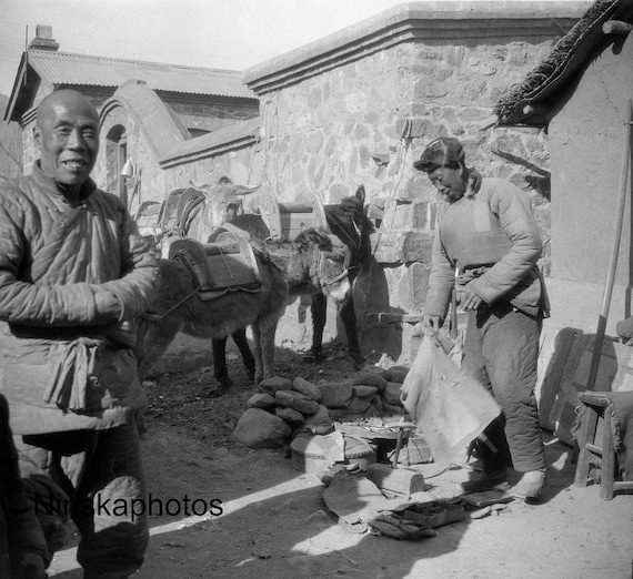 1920s Street Scene in Nankow - China Antique Photo Reproduction - Vintage Photography - Black and White