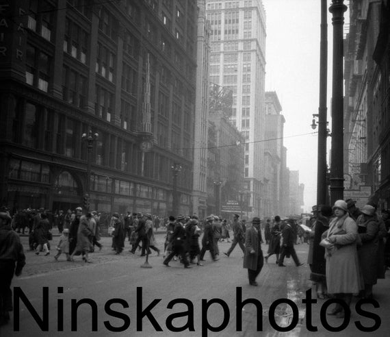 1920s Chicago, State Street, Illinois, United States by J. Dearden Holmes, 1920s antique photo reprint,  Street Scene Photography, Vintage