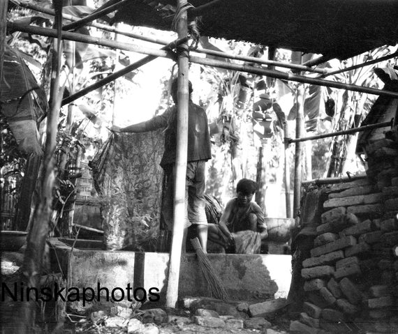 Making Batik Cloth in a Village near Yogyakarta - Java, Indonesia - 1925 - Fine Art Antique Photo Print - BNW - Vintage Photo - 3211