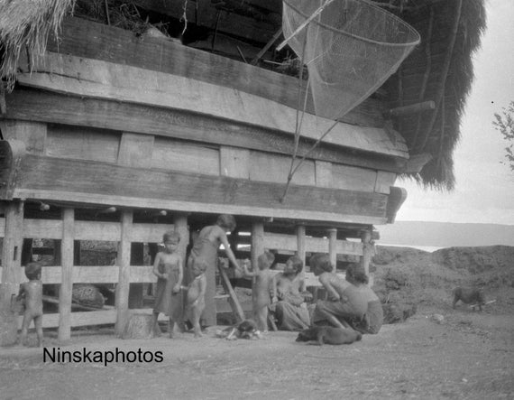 Fisherman's House in Fishing Village near Lake Toba - Sumatra, Indonesia - 1925 - Fine Art Antique Photo Print - Vintage Photo