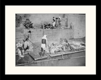 By the Ganges River - Burning Ghat, Benares, Varanasi, India Vintage Photo Reproduction by James Dearden Holmes - Historical Photo