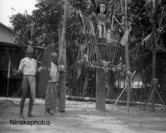 Dayak Festival Scene in Mandomai, Kalimantan, Borneo, Indonesia - 1925 - Fine Art Antique Photo Print - Vintage Photo - 2992