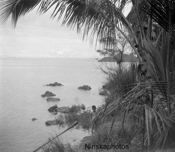 Lake Toba - Local Boy and Palms - Sumatra, Indonesia - 1925 - Fine Art Antique Photo Print - Vintage Photo