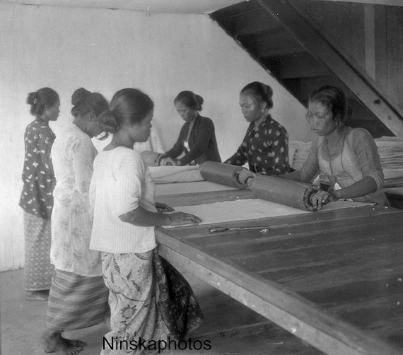 Rubber Plantation in Sumatra - Women rolling rubber, Indonesia - 1925 - Fine Art Antique Photo Print - Vintage Photo - 3625