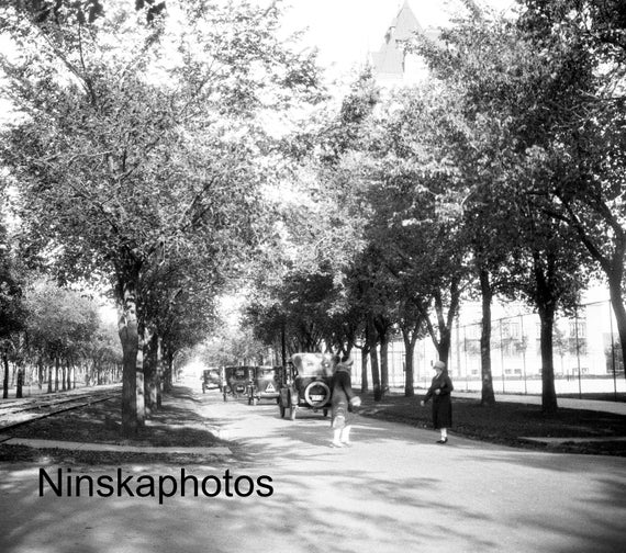 1926 Winnipeg, Canada, Broadway, Street Scene, 1920s antique photo reprint, Architecture, Monochrome Wall Decor, Canadian History