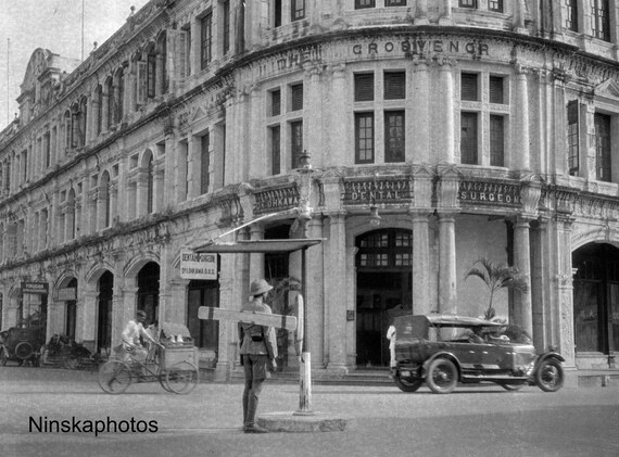 Traffic Control, Singapore - Vintage Photo Reproduction by James Dearden Holmes - Historical Photo - Rickshaw - Street Scene