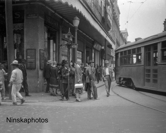 Traffic Control at a corner of the Zocalo, Mexico City, Mexico 1927 - Fine Art Antique Photo Print - Vintage Photo - 7635