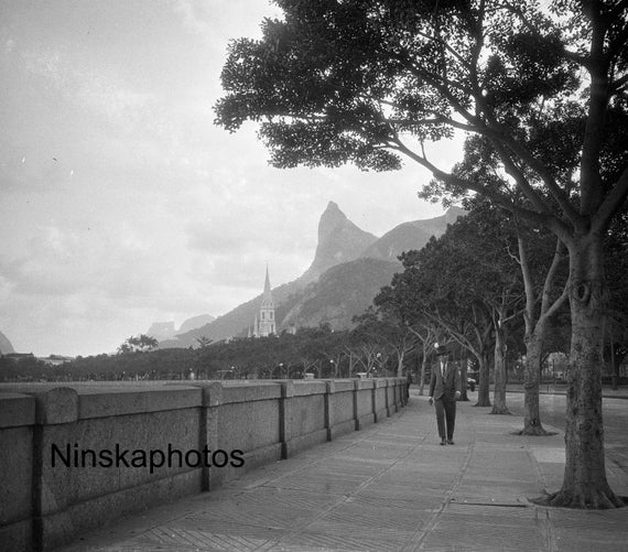 Rio de Janeiro - Promenade and Corcovado in background, Brazil 1927 - Fine Art Antique Photo Print - Vintage Photo - 8787