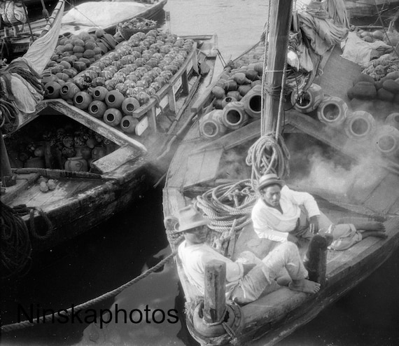 Rio Vermelha, Pottery Sellers in Boats, Brazil 1927 - Fine Art Antique Photo Print - Vintage Photo - 8854