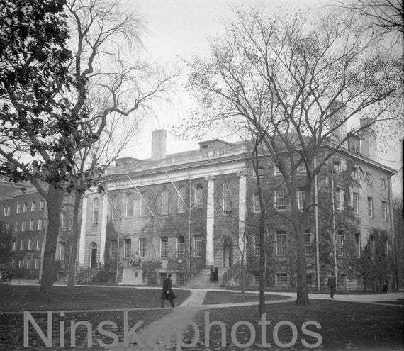 Harvard University, University Hall, Cambridge, Massachussets, United States, 1920s antique photo reprint - College - University