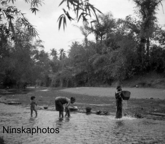 Fishing in the River - Village Market near Yogyakarta - Java - Indonesia - 1925 - Fine Art Antique Photo Print - Vintage Photo