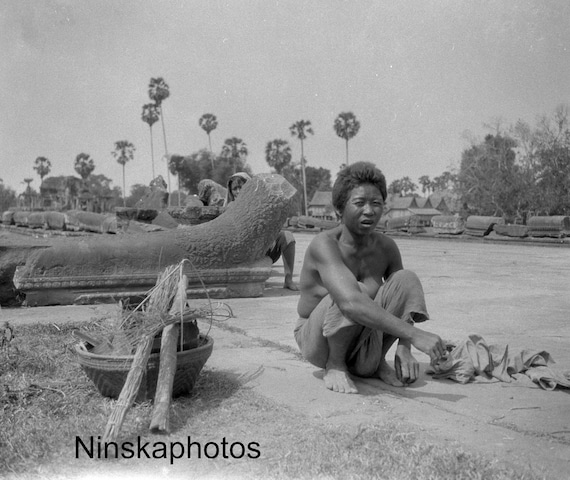 Local Woman at Angkor, Cambodia - Indochina - 1925 - Fine Art Antique Photo Print - BNW - Vintage Photo - Photography