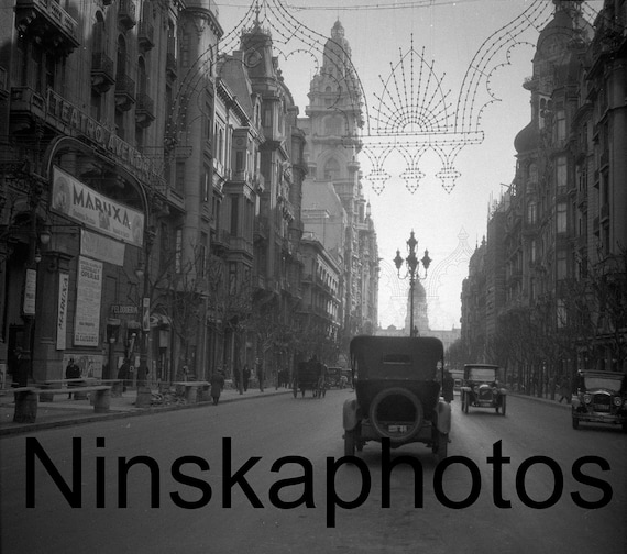 Buenos Aires, Avenida de Mayo by J. Dearden Holmes, 1920s antique photo reprint, Argentina, Vintage Photo, Street Scene, Vintage Motor