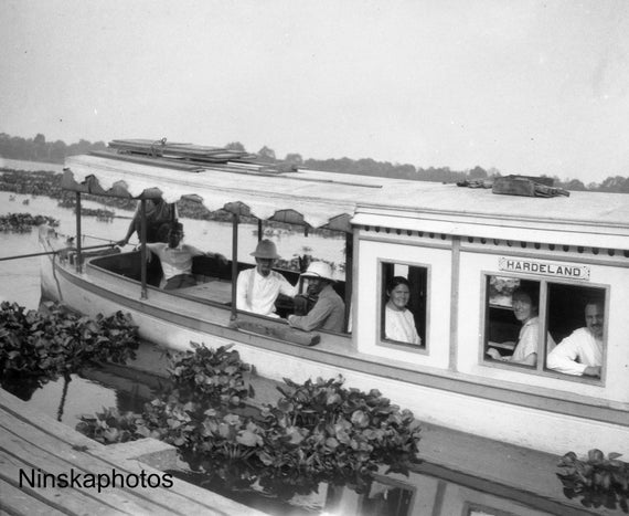 1920s Dutch Borneo Mandoemai - August Hardeland Mission Launch - Missionaries Antique Photo Reproduction - Vintage Photography