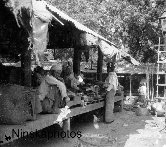 Village Market in Nyaung-U Burma, Myanmar Vintage Photo Reproduction by James Dearden Holmes - Historical Photo