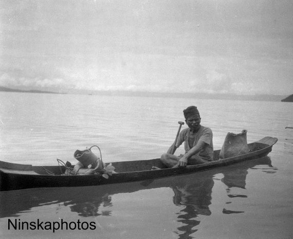 Lake Toba - Local Man in Boat - Sumatra, Indonesia - 1925 - Fine Art Antique Photo Print - Vintage Photo