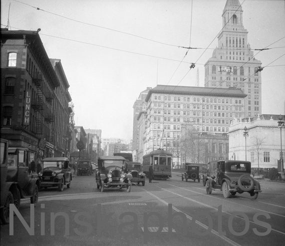 Hartford, Connecticut, Main Street, CT United States, 1920s antique photo reprint - Street Scene - Vintage Motors - Automobile