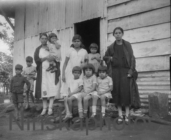 Local Group on a Coffee Plantation in San Jose, Costa Rica by J. Dearden Holmes, 1920s antique photo reprint