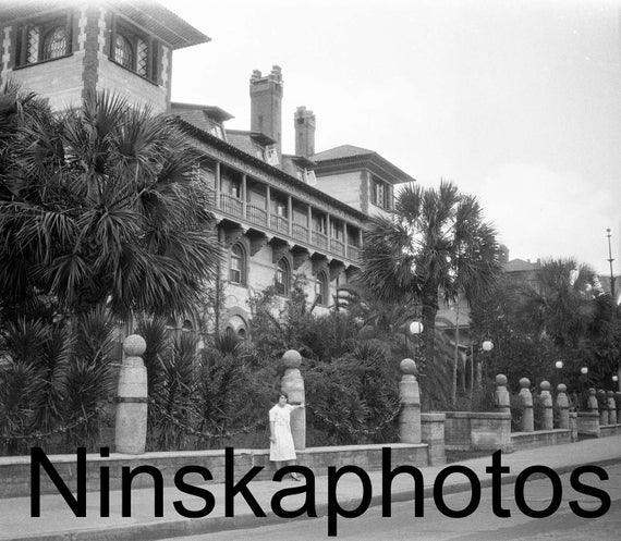 St Augustine, Ponce de Leon Hotel, Florida, United States, 1920s antique photo reprint - Wall Decor - Local History
