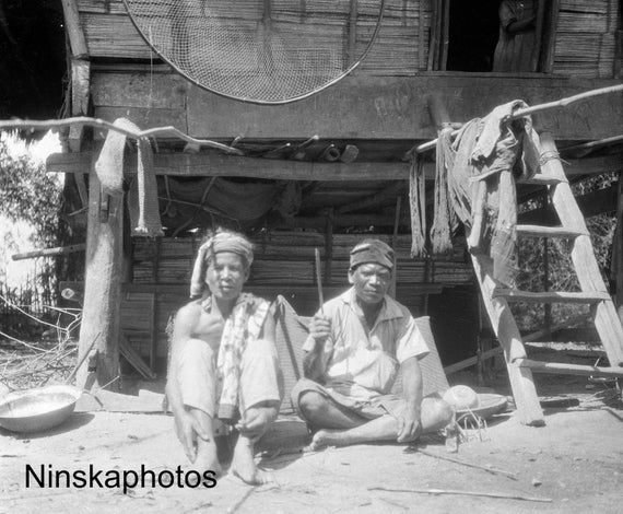 Balige - Batak Men near Hut - Rural Sumatra - Indonesia - 1925 - Fine Art Antique Photo Print - Vintage Photo - 3479