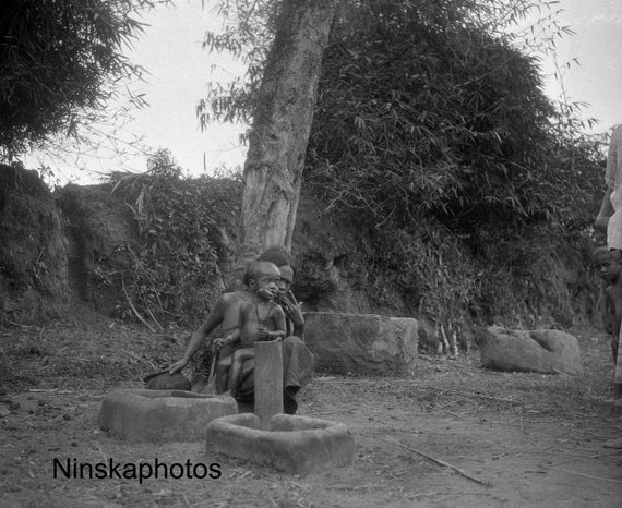 Woman and Child in Fishing Village near Lake Toba - Sumatra, Indonesia - 1925 - Fine Art Antique Photo Print - Vintage Photo