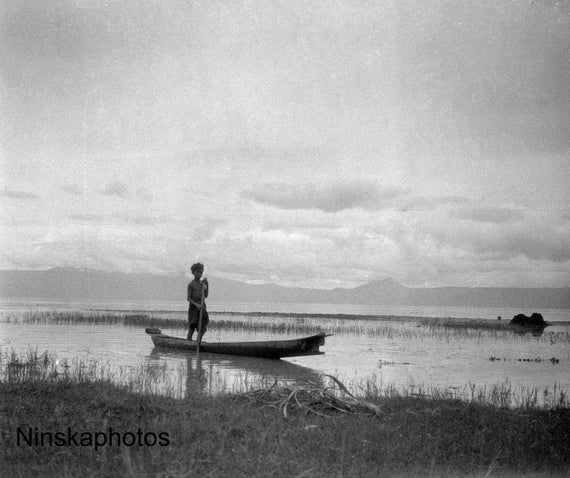 Lake Toba - Local Man in Boat - Sumatra, Indonesia - 1925 - Fine Art Antique Photo Print - Vintage Photo