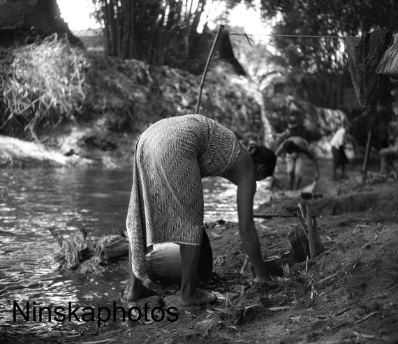 Yogyakarta - Woman near River - Java, Indonesia - 1925 - Fine Art Antique Photo Print - BNW - Vintage Photo - 3159