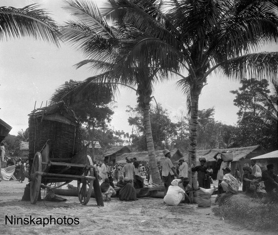Parapat near Lake Toba - Village Market - Sumatra, Indonesia - 1925 - Fine Art Antique Photo Print - Vintage Photo