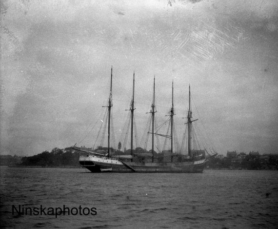 Five-Masted River Sailing Ship - Sydney - Australia - 1925 - Fine Art Antique Photo Print - Vintage Photo - 2378