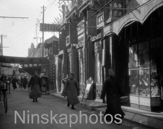 Tientsin Street Scene, Tianjin, China 1925  by J. Dearden Holmes, 1920s antique photo reprint, Gift Idea, Local History, Wall Decor