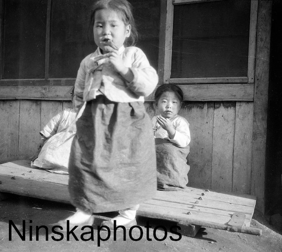 Seoul, Korea 1925 - Seoul Street Scene - 1920s antique photo reprint, vintage photo, art photo, South Korea, Children