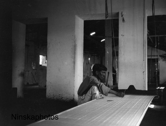 Silk Farm in Bangalore - Weaving Silk - India - Vintage Photo Reproduction by James Dearden Holmes - Historical Photo