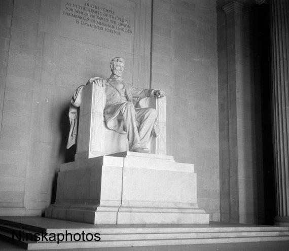 Lincoln Memorial, Statue of Abraham Lincoln, Washington D.C. United States, 1927 - Fine Art Antique Photo Print - Vintage Photo - 7249