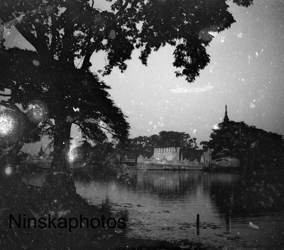 Mandalay Palace - View of Fort over Moat - Mandalay - Burma Myanmar - 1925 - Fine Art Antique Photo Print - Vintage Photo - 801