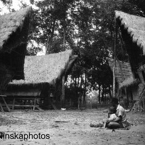 Balige, Sumatra - Man and Child - Batak Houses - Batak Culture - Indonesia - 1925 - Fine Art Antique Photo Print - Vintage Photo