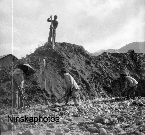 Mogok Ruby Mines, Digging for Rubies, Myanmar, Burma, Asia, 1920s antique photo reprint, Colonial Burma, Mining, Gemstones, Rubies