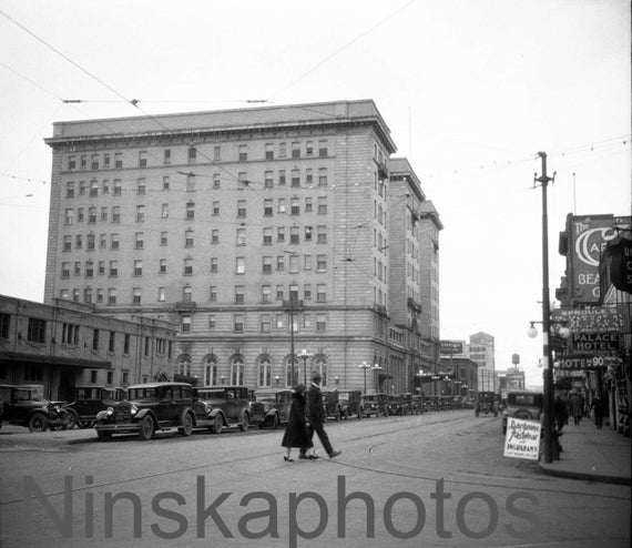 Palliser Hotel, Calgary, Canada, 1920s antique photo reprint, Street Scene photography, Fairmont Pallister Hotel