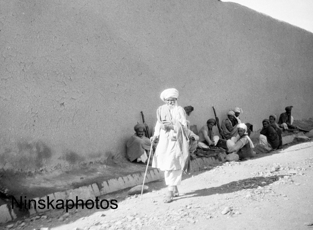 Group of Locals at Fort of Jamrud, Khyber Pass India Pakistan Vintage