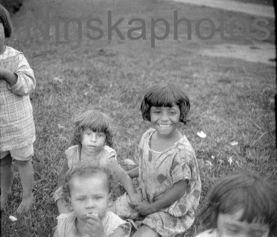 Children playing in San Jose, Costa Rica by J. Dearden Holmes, 1920s antique photo reprint, Vintage Photography