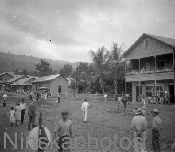 1920s Costa Rica, Village near Railway en route to Port Limon by J. Dearden Holmes, 1920s antique photo reprint, Vintage Photography