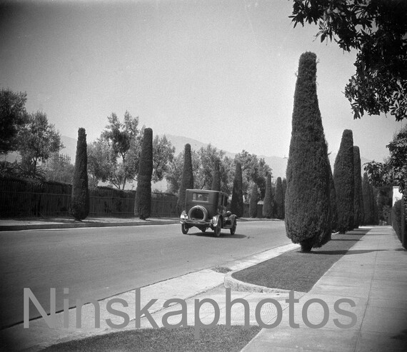 Santa Barbara - A Cypress Avenue, California, United States, 1920s antique photo reprint, black and white photo, Vintage Automobile