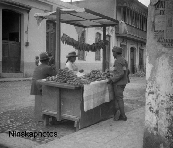 Street Food Stall in Lima, Peru 1927 - Fine Art Antique Photo Print - Vintage Photo - 8366