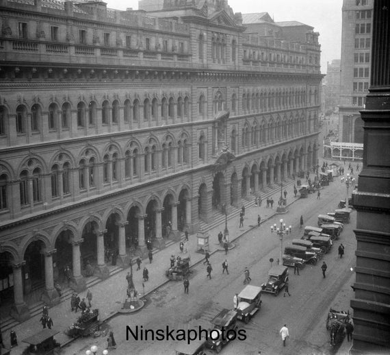 Post Office, Sydney, Australia by James Dearden Holmes, 1920s antique photo reprint, Vintage Photography - Street Scene - Automobile