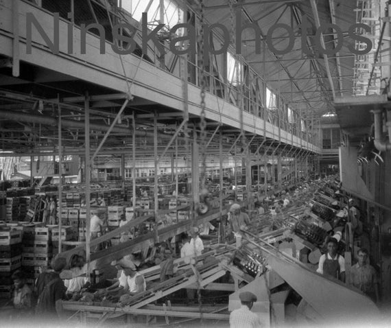 Trimming and Coring Machines at Hawaiian Pineapple Company Factory - Dole Food Company, Hawaii, United States, 1920s antique photo reprint