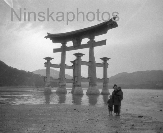The Torii, Itsukushima Shrine, Miyajima, Japan by J. Dearden Holmes, 1920s antique photo reprint, Shinto
